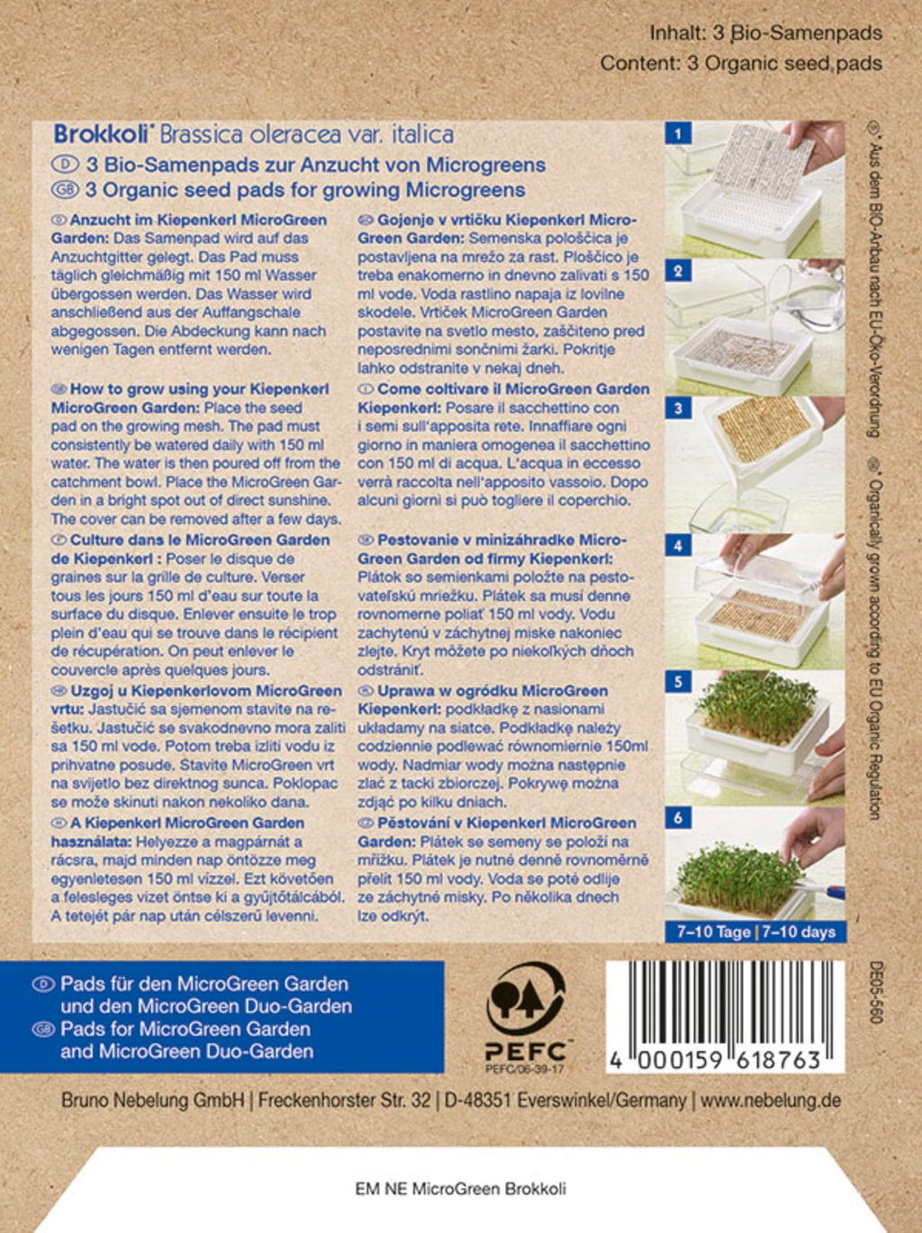 MicroGreen Duo-Garden Nachfüllpads BIO-Brokkoli, 3 Stück