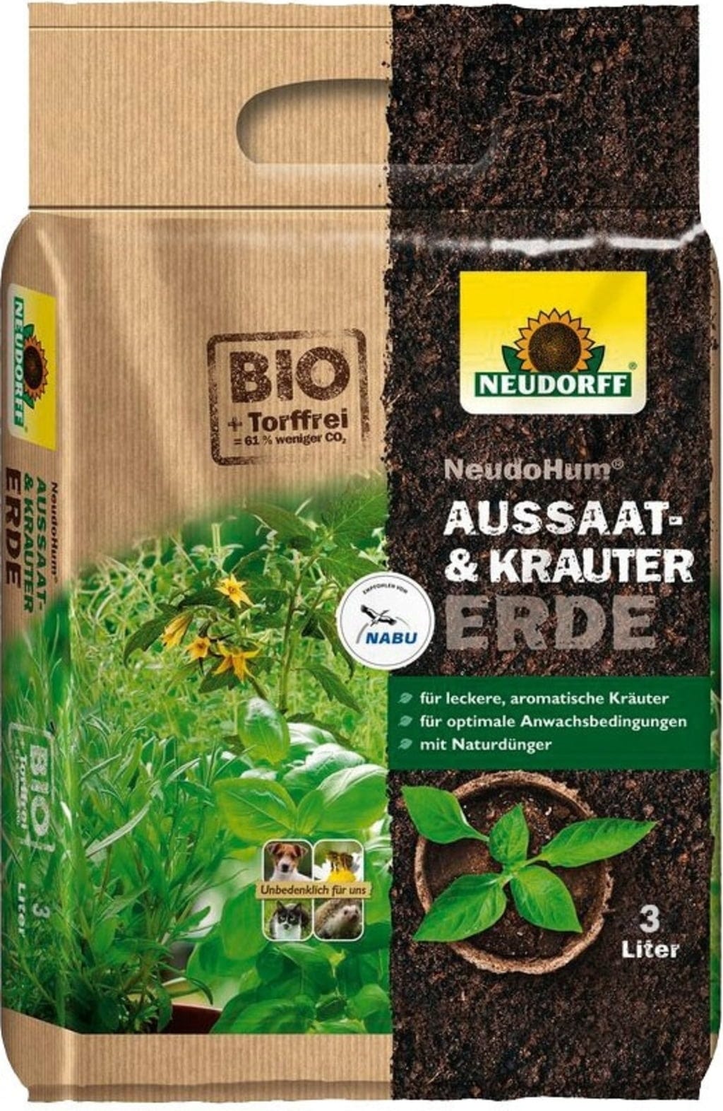 NeudoHum Aussaat- & Kräutererde, 3 L