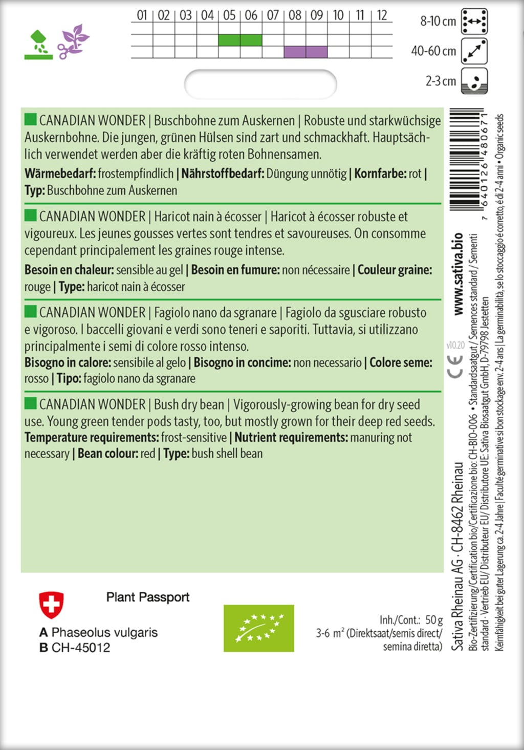 Bio Buschbohne Zum Auskernen "Canadian Wonder"