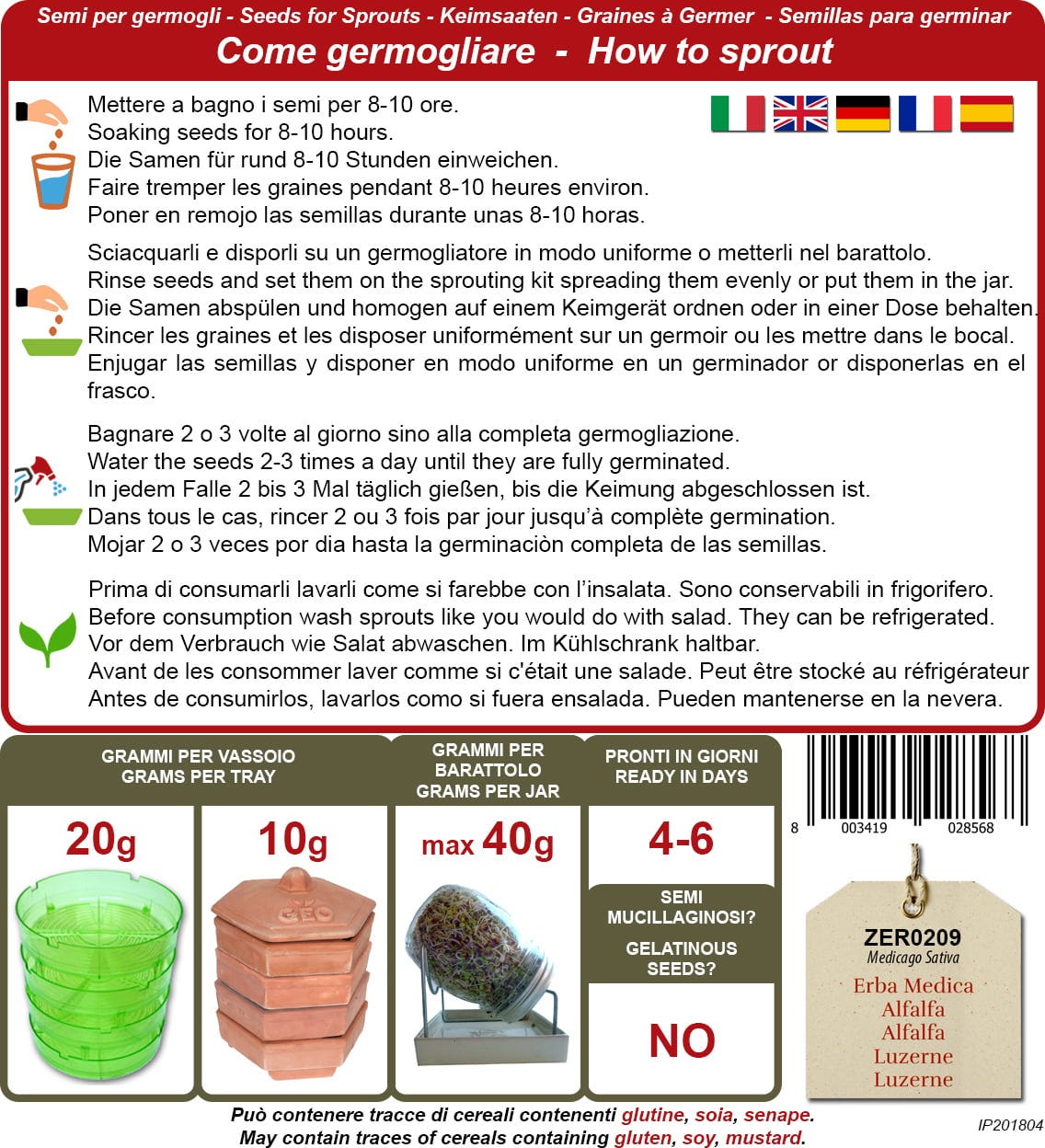  Bio Keimsprossen "Luzerne - Alfalfa", 500 G