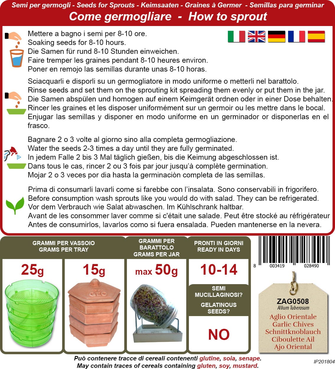  Bio Keimsprossen "Schnittknoblauch", 6 G