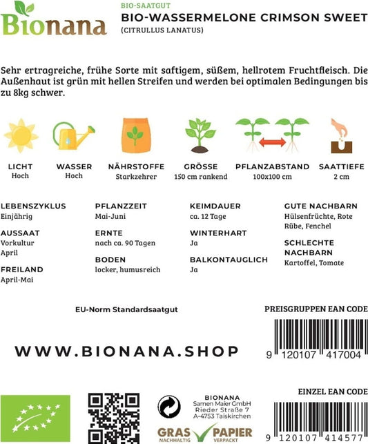  Bio Wassermelone Crimson Sweet