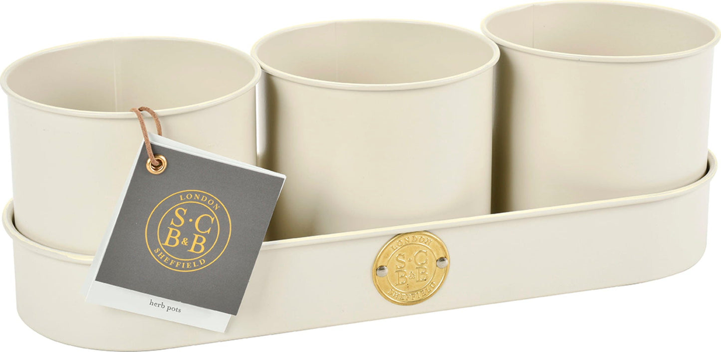  Kräutertöpfe Set - Creme