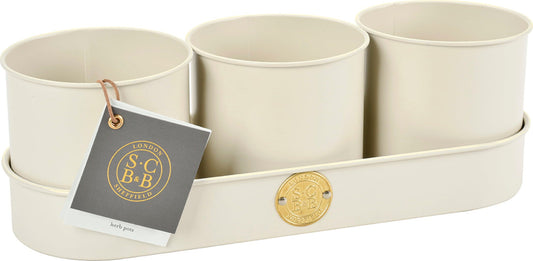  Kräutertöpfe Set - Creme