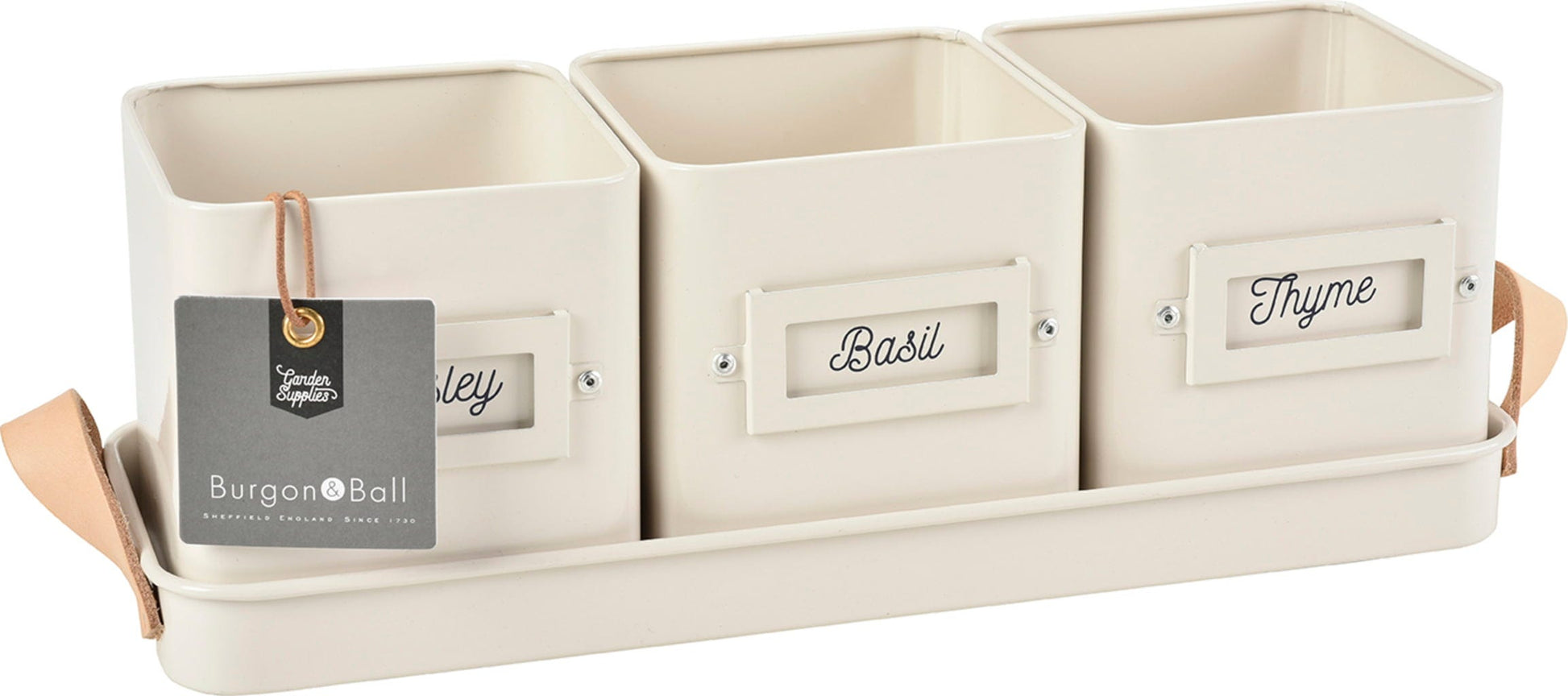  Kräutertöpfe Set Mit Tablett - Creme