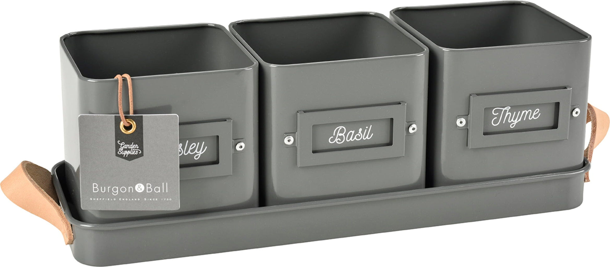 Kräutertöpfe Set Mit Tablett - Grau