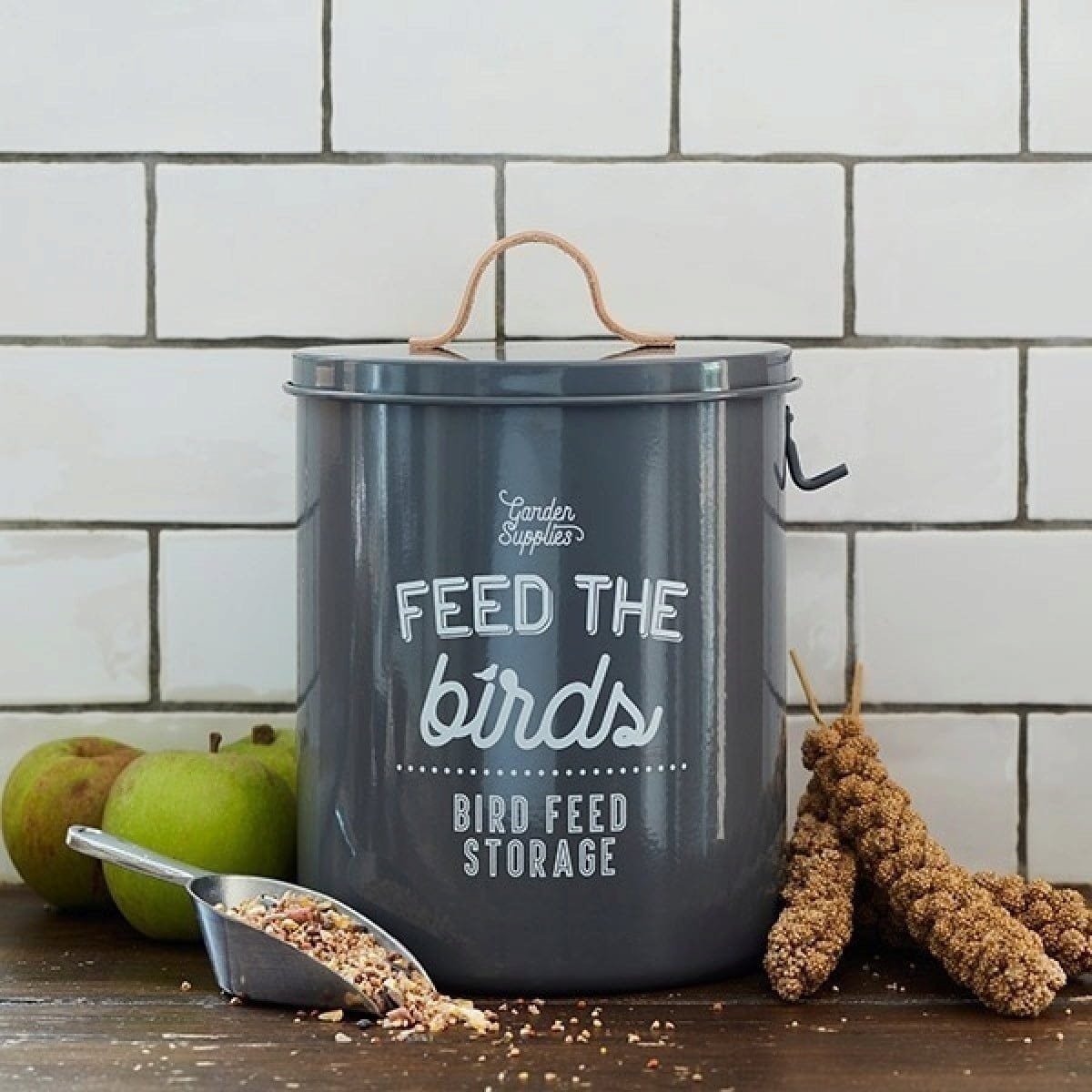  Vogelfutterdose "Feed The Birds" - Grau
