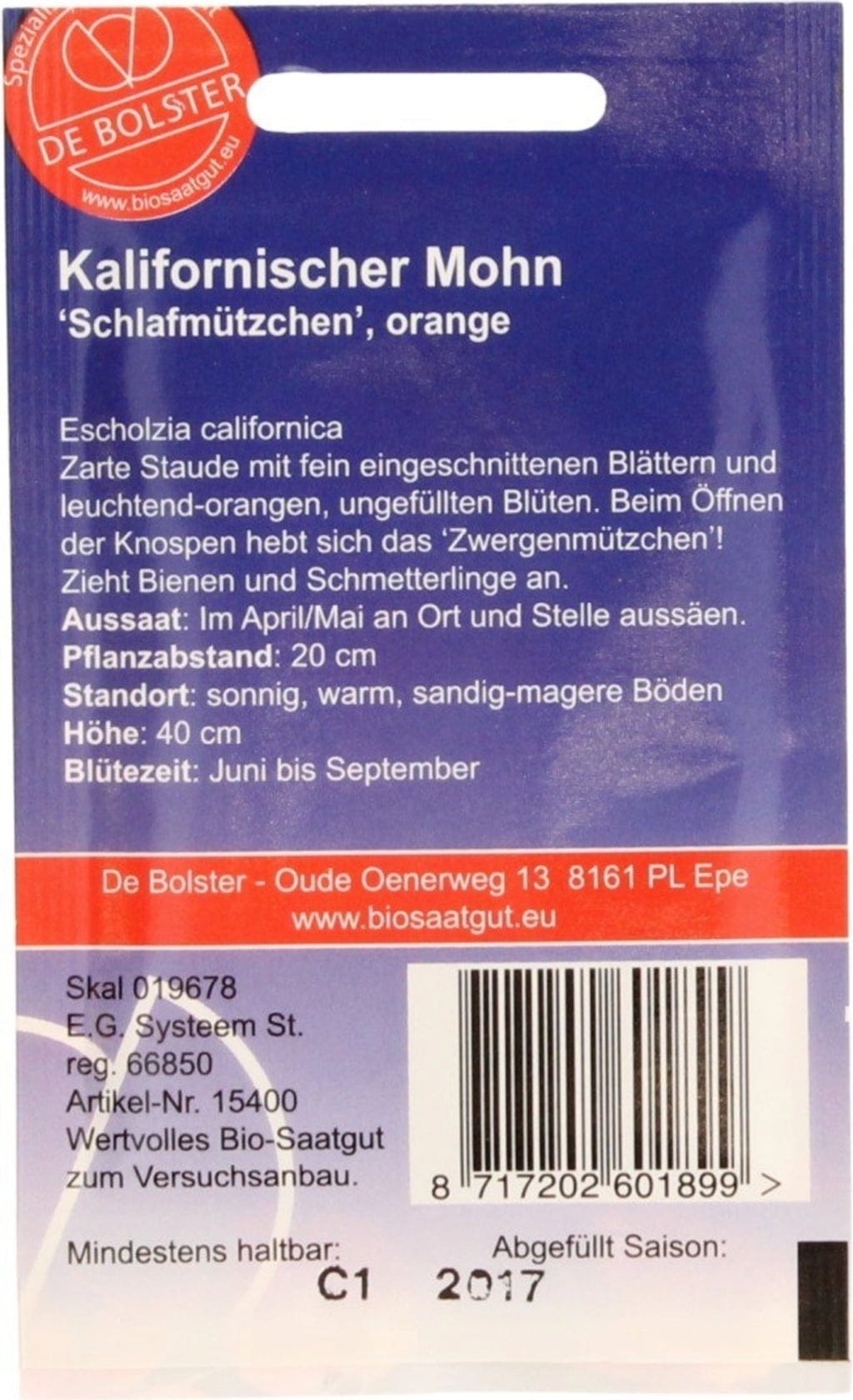  Mohn "Oranges Schlafmützchen", 1 G
