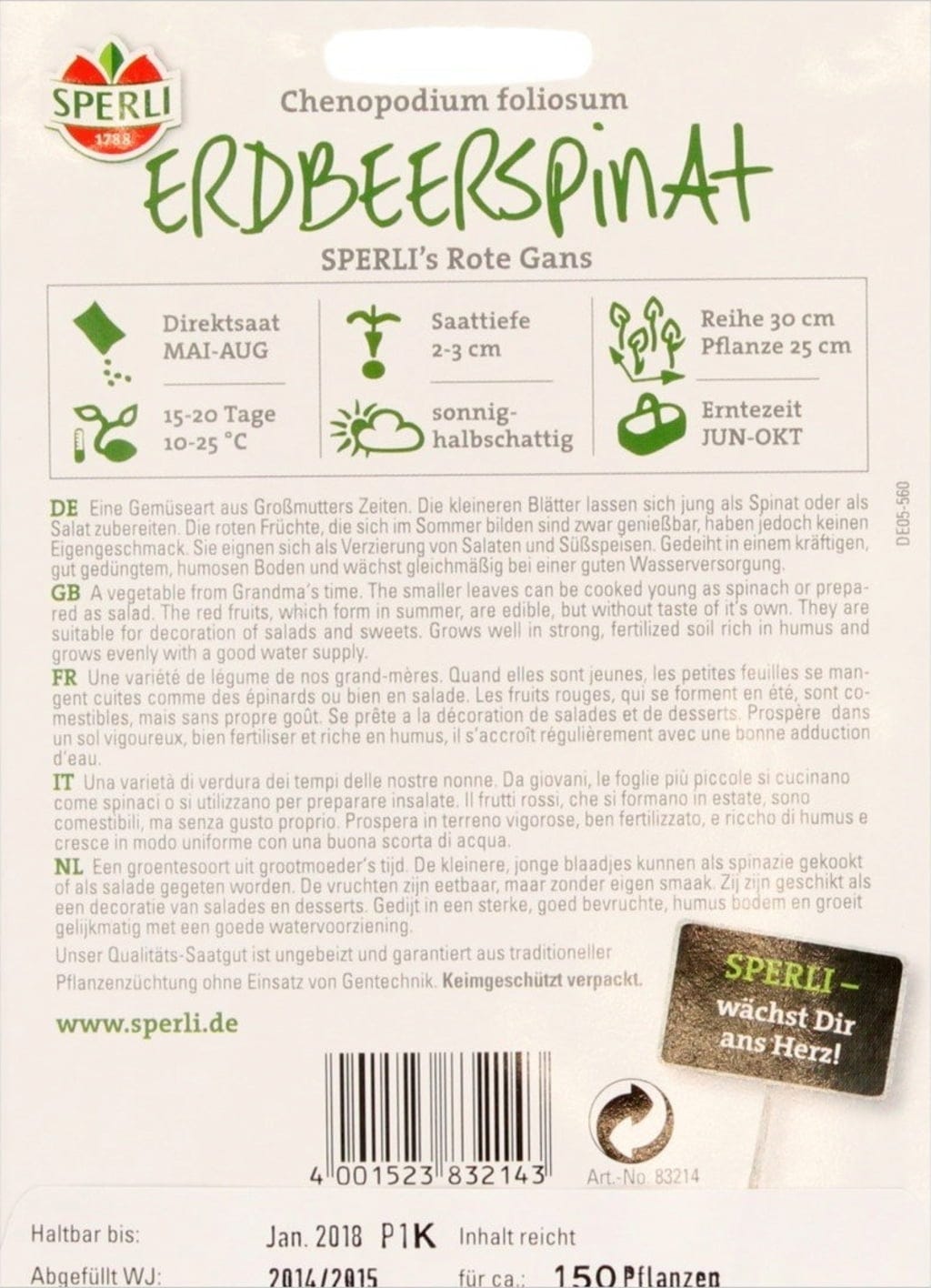  Erdbeerspinat "Sperli's Rote Gans"