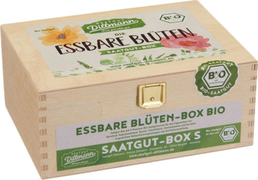  Essbare Blüten Saatgut-Box S Bio, Holzbox