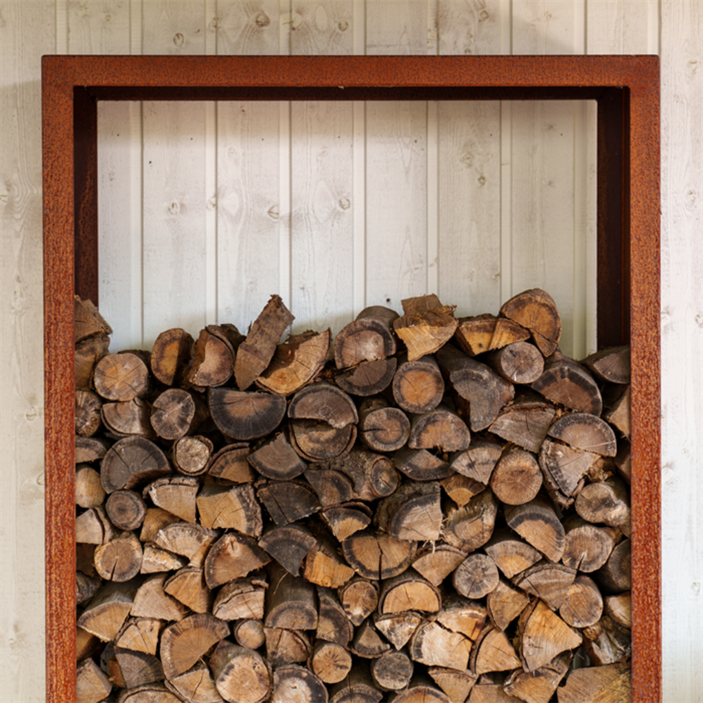  Holzaufbewahrung Aus Cortenstahl, 80 X 40 X 180 Cm