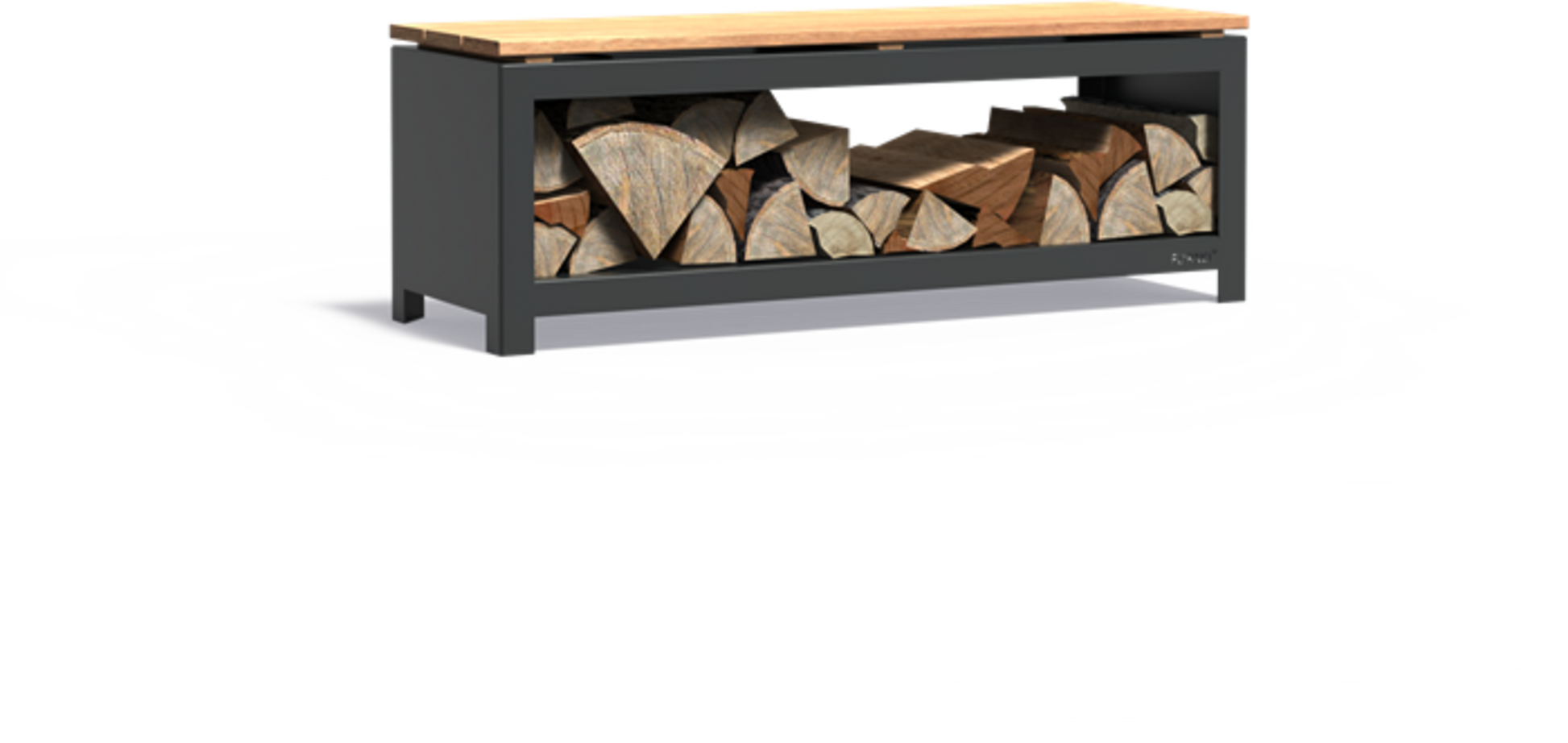  Holzaufbewahrung Mit Sitzfläche - Beschichtet, 120 X 40 X 43 Cm