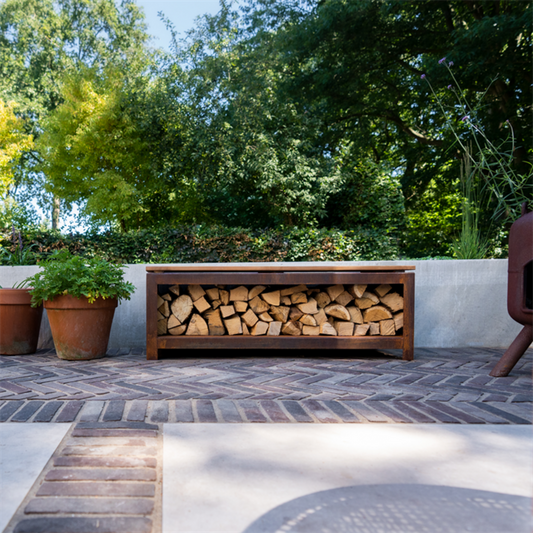  Holzaufbewahrung Mit Sitzfläche - Beschichtet, 120 X 40 X 43 Cm