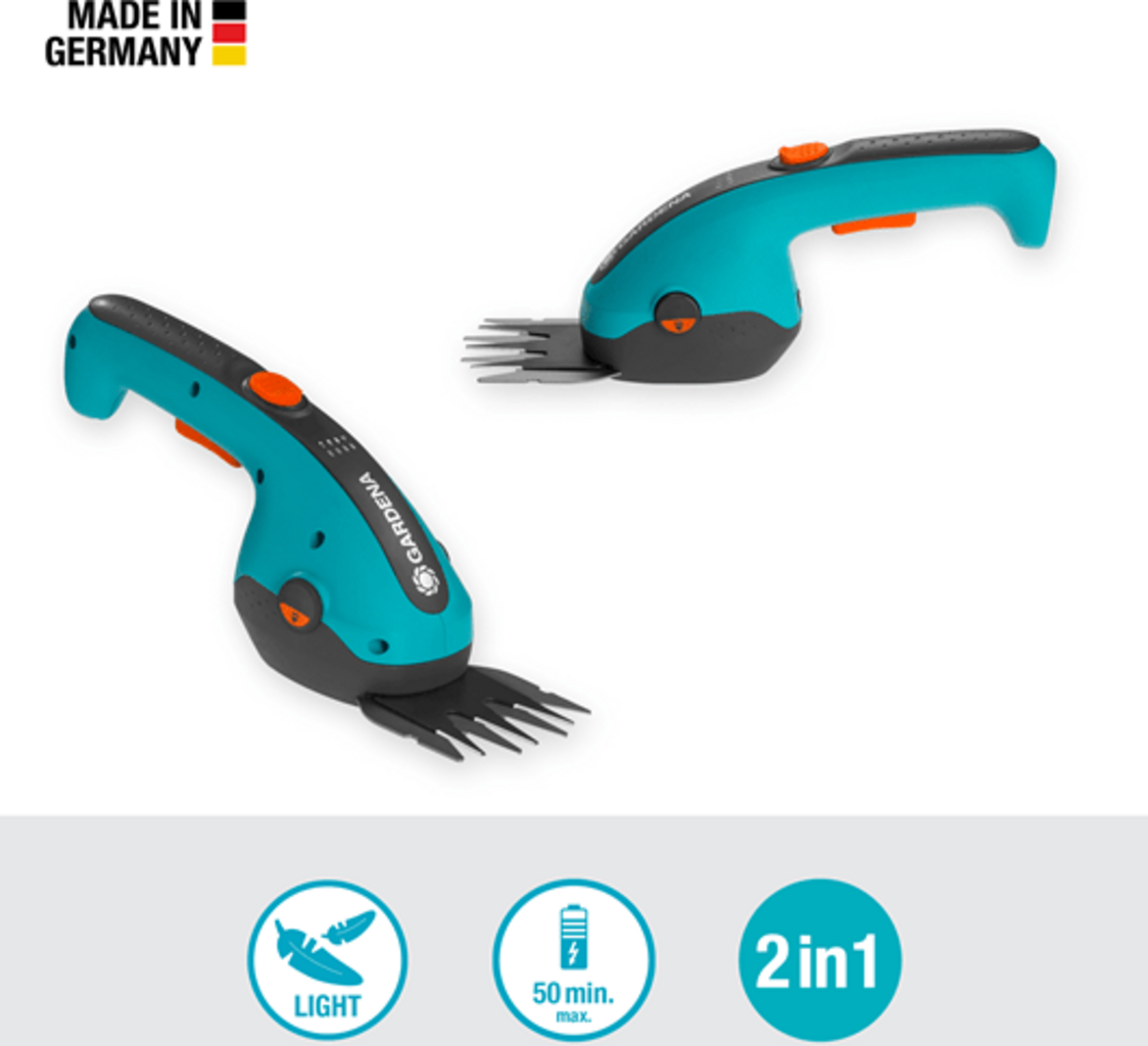 Gardena Set Akku-Grasschere ClassicCut Li + Stiel + Räder