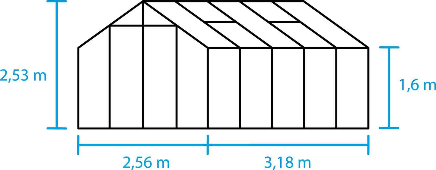 Halls Gewächshaus "Blockley", 8,1 M²