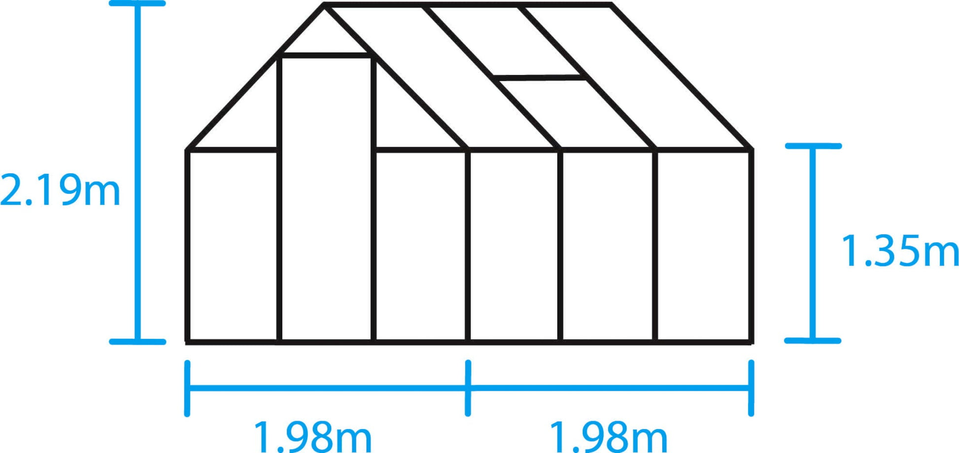 Halls Gewächshaus "Qube" - Schwarz, 3,9 M² (66)