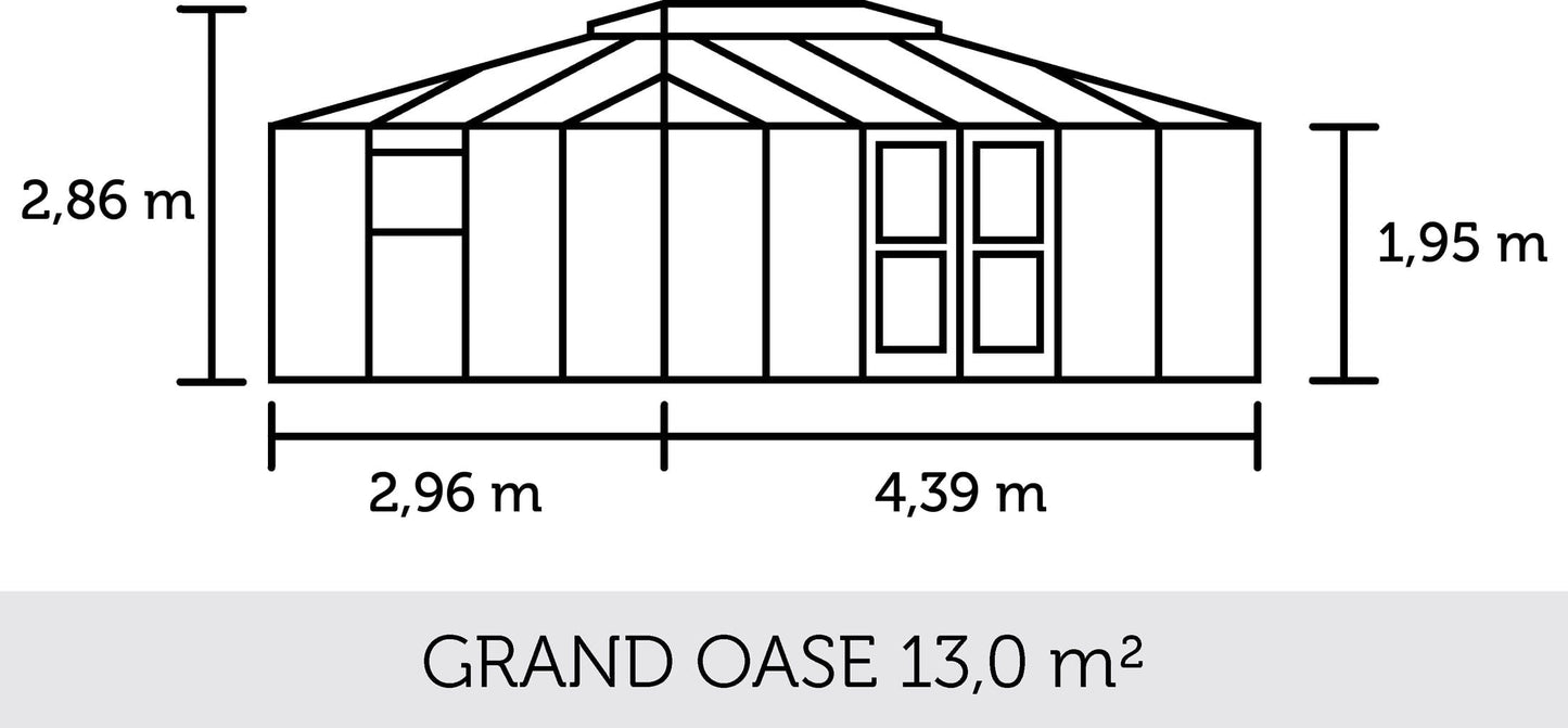 Juliana Gewächshaus Grand Oase - Anthrazit, 13 M²