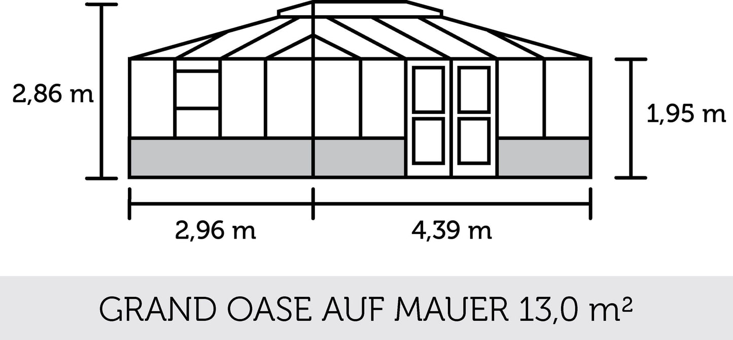 Juliana Gewächshaus Grand Oase Für Mauer - Anthrazit, 13 M²
