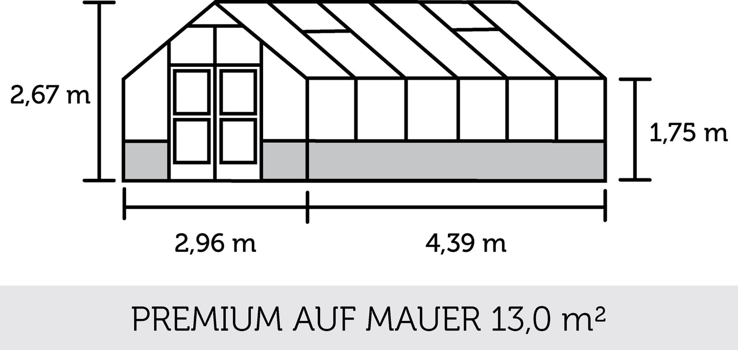 Juliana Gewächshaus Premium - Anthrazit Für Mauer 13 M²- 3 Mm ESG