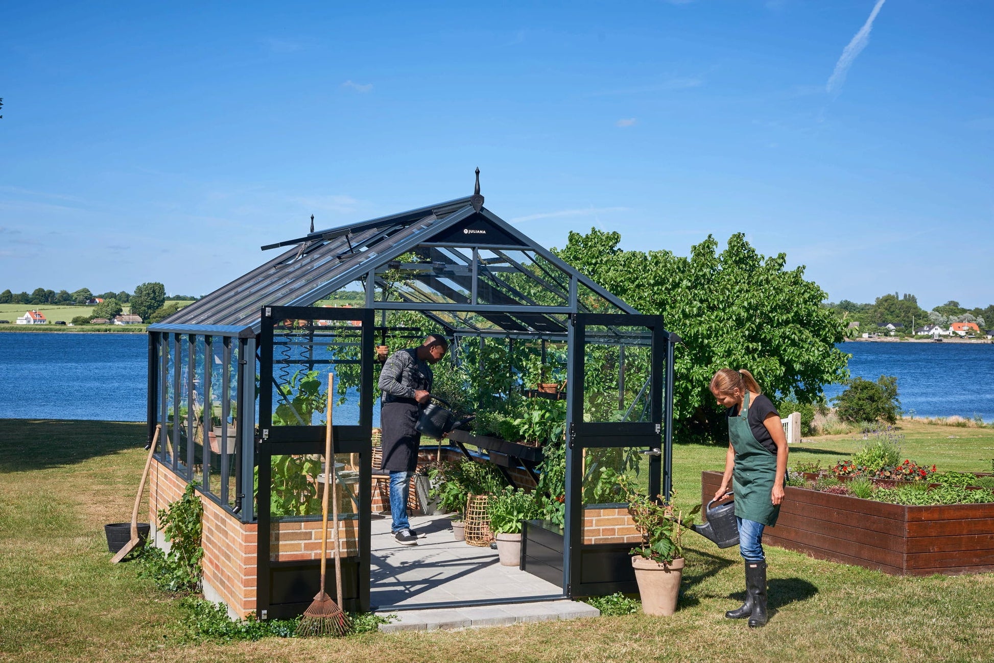 Juliana Gewächshaus Premium - Anthrazit Für Mauer 13 M²- 3 Mm ESG