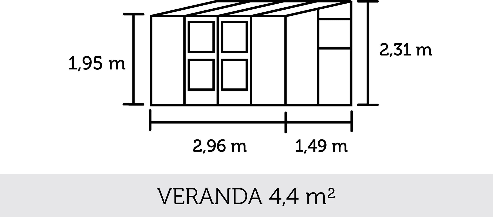 Juliana Gewächshaus Veranda - Anthrazit, 4,4 M²
