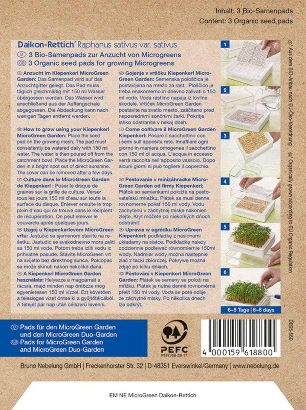  MicroGreen Duo-Garden Nachfüllpads BIO-Daikon-Rettich, 3 Stück