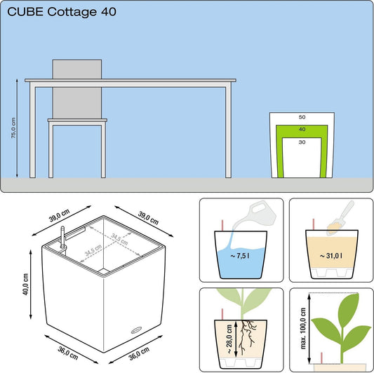 LECHUZA Pflanzgefäß CUBE Cottage 40, Mokka