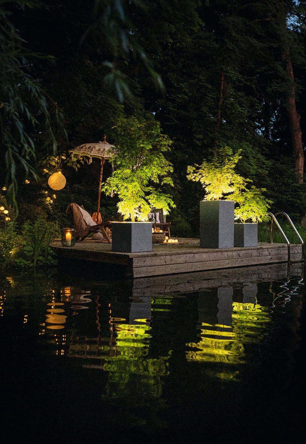 LECHUZA Pflanzgefäß CANTO Stone 30 LED Low, Steingrau
