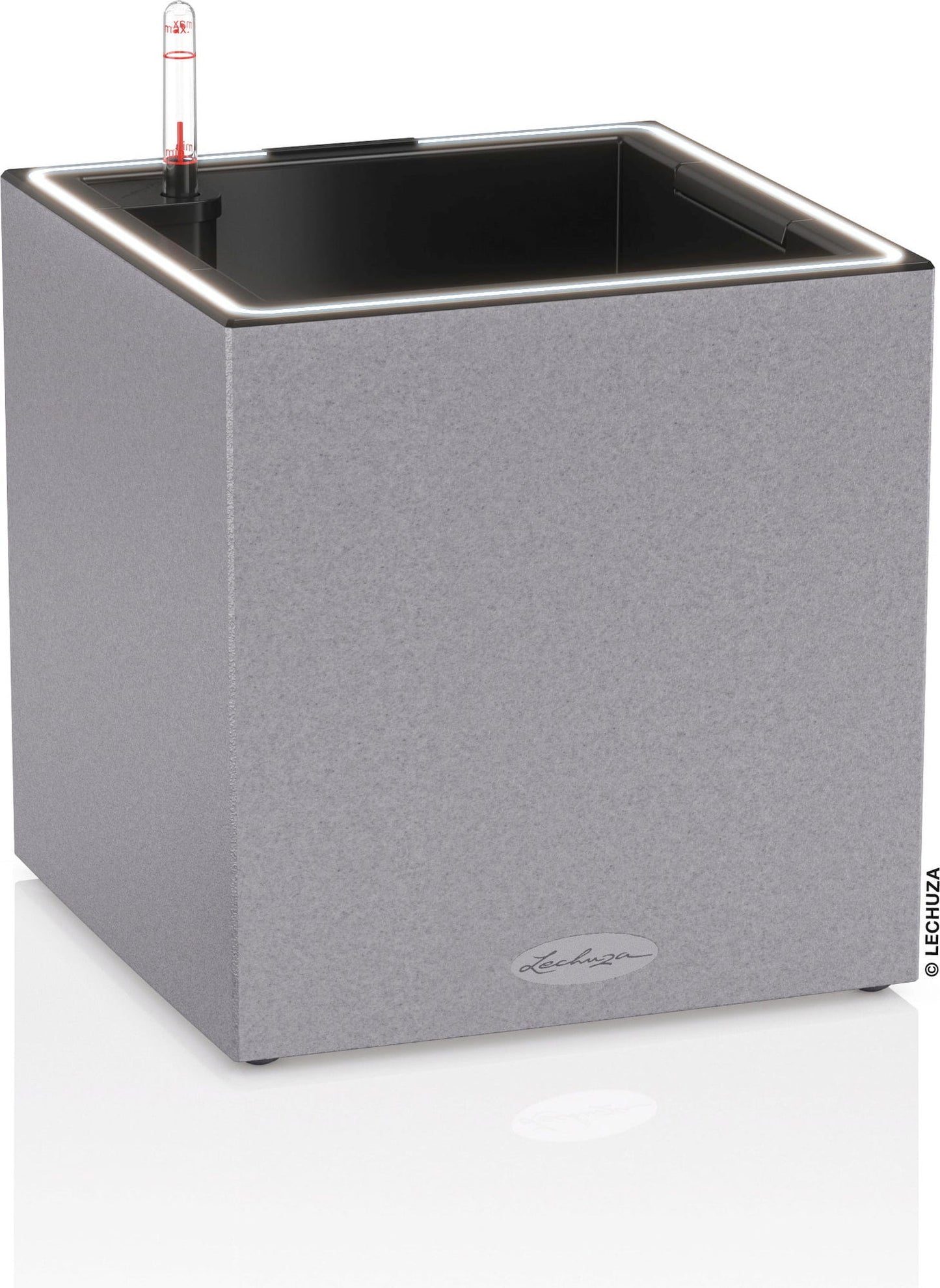 LECHUZA Pflanzgefäß CANTO Stone 30 LED Low, Steingrau