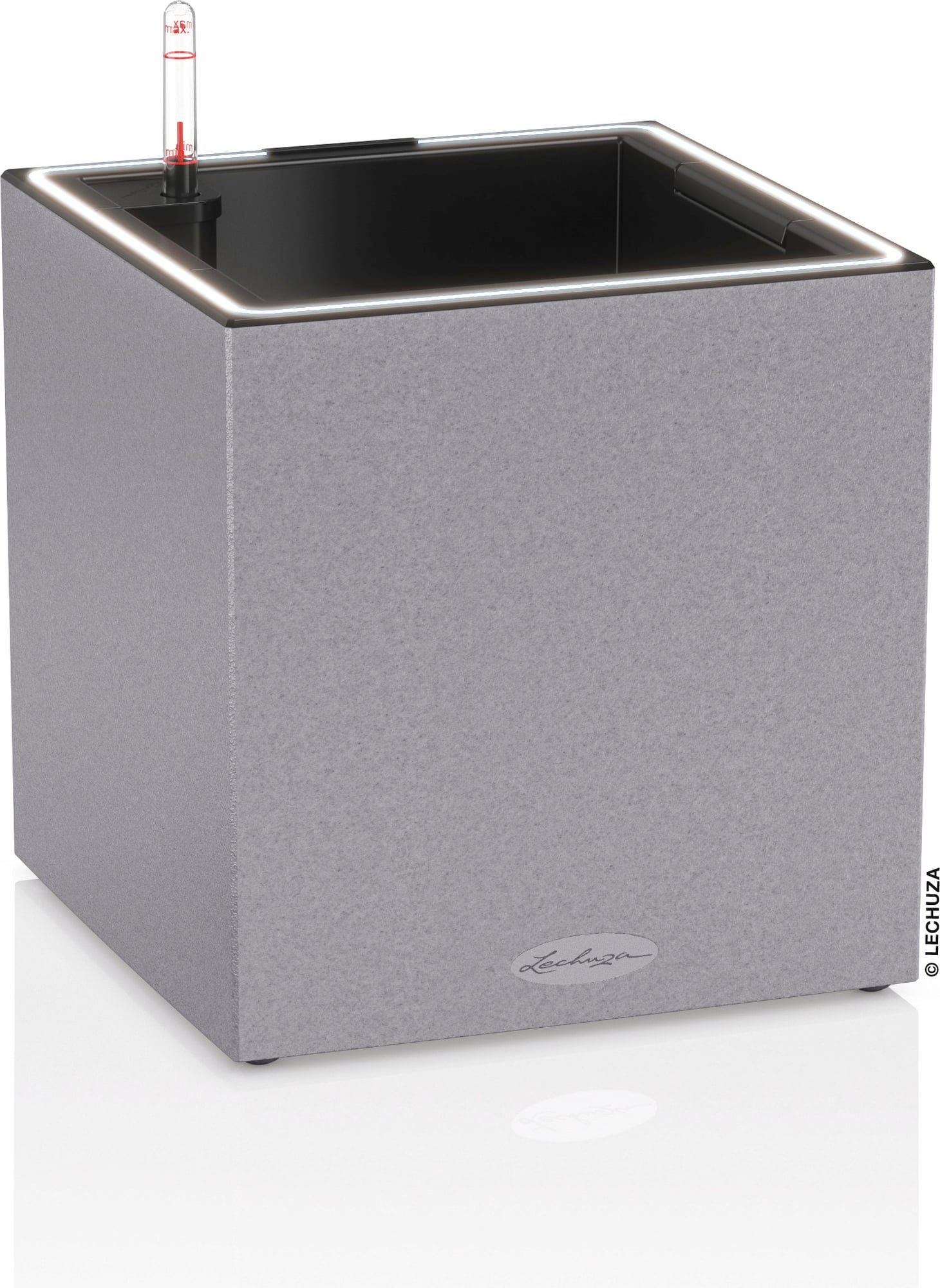 LECHUZA Pflanzgefäß CANTO Stone 30 LED Low, Steingrau