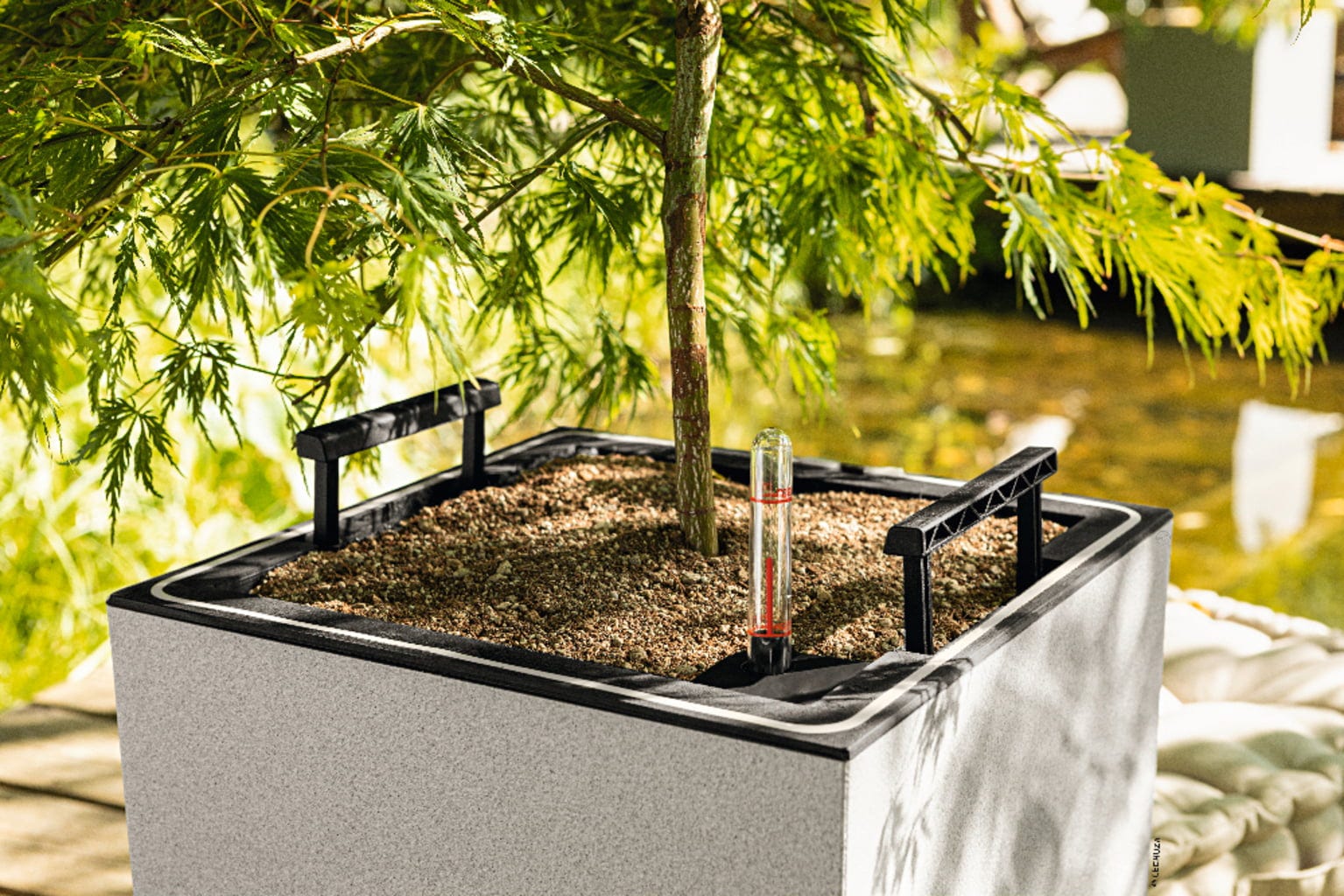 LECHUZA Pflanzgefäß CANTO Stone 40 LED Low, Graphitschwarz