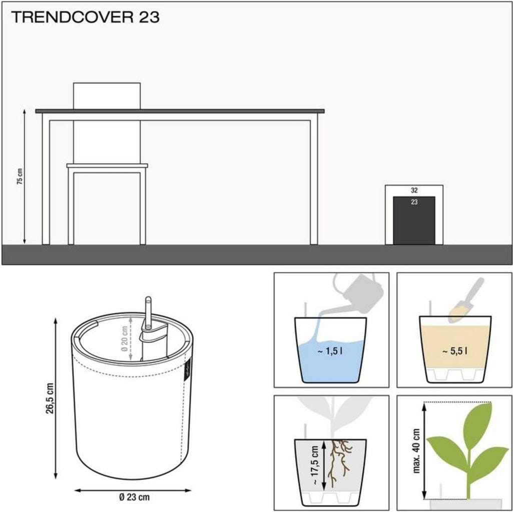 LECHUZA Pflanzgefäß TRENDCOVER "Kork" 23, Light Natural