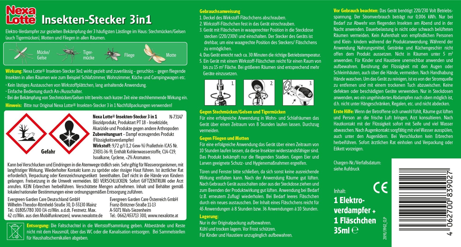  Insektenschutz 3 In 1, 1 Stecker + 35 Ml