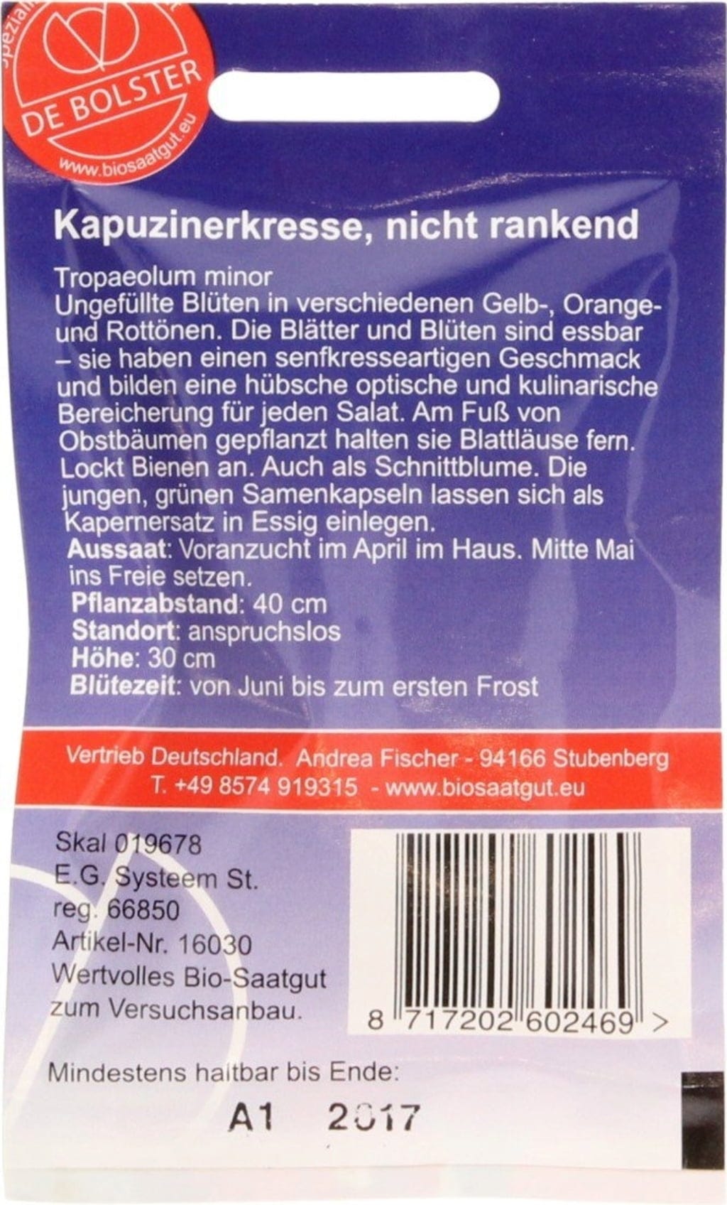 Nicht Rankende Kapuzinerkresse, 5 G