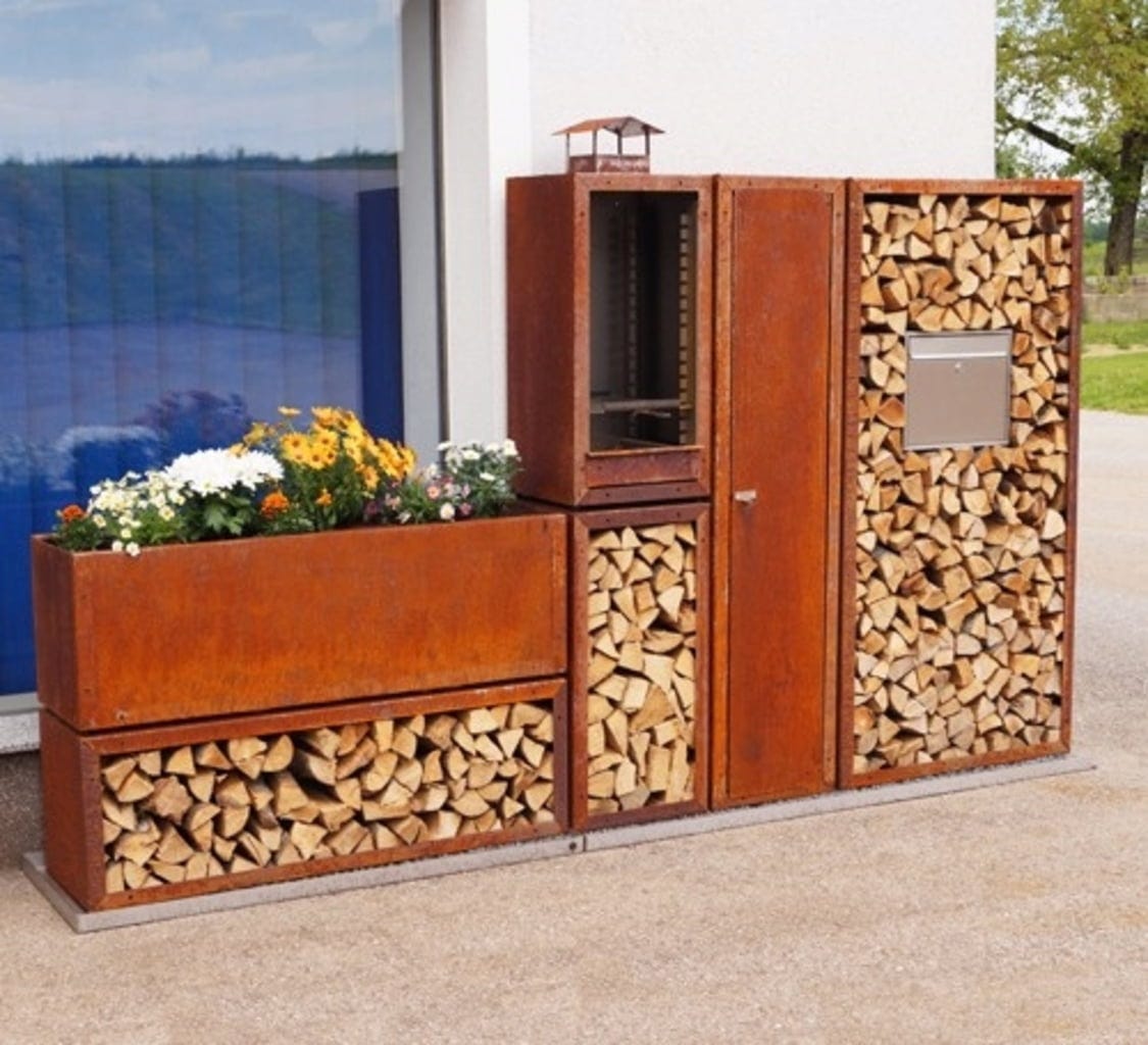  Kaminholzregal Edelrost, 158 X 118 Cm