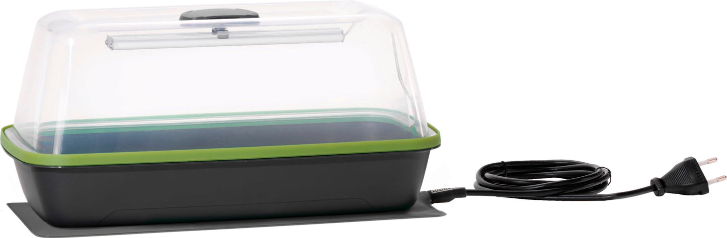  Gewächshaus & Pflanzkasten BoQube M PLUS LED & Heizmatte - Anthrazit-Sommergrün