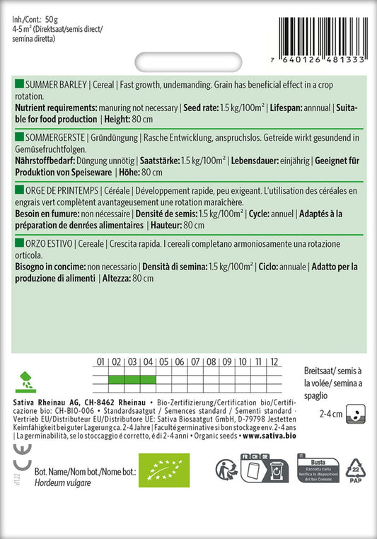  Bio Getreide "Sommergerste"