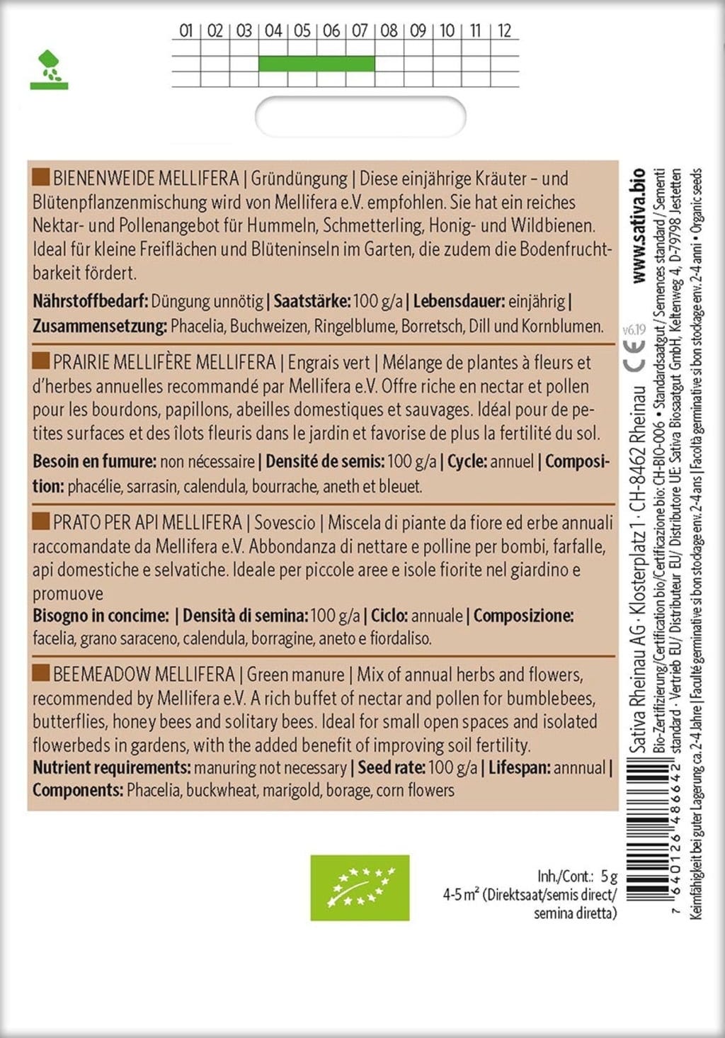 Bio Gründüngung "Bienenweide Mellifera"