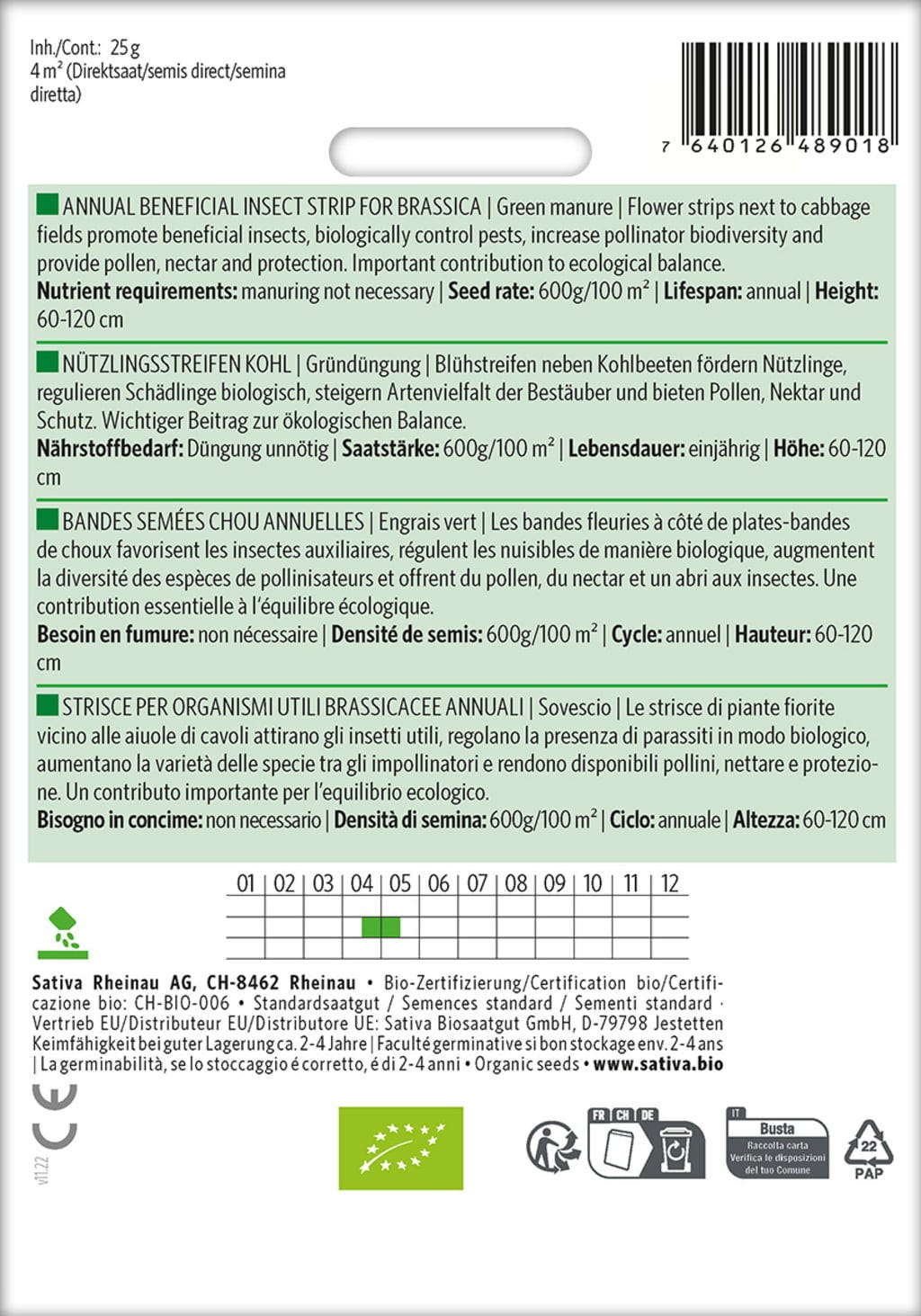  Bio Gründüngung "Nützlingsstreifen Kohl"