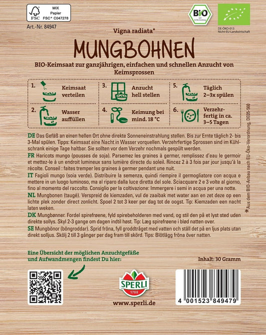  Bio Keimsprossen Mungbohnen, 30 G