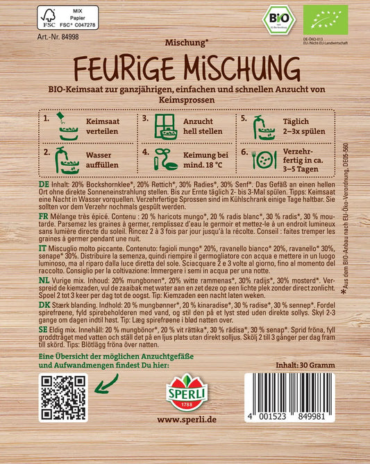  Bio Keimsprossen-Saat "Feurige Mischung"