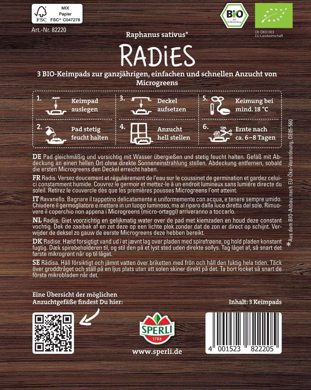  Bio Microgreen-Pads Radies