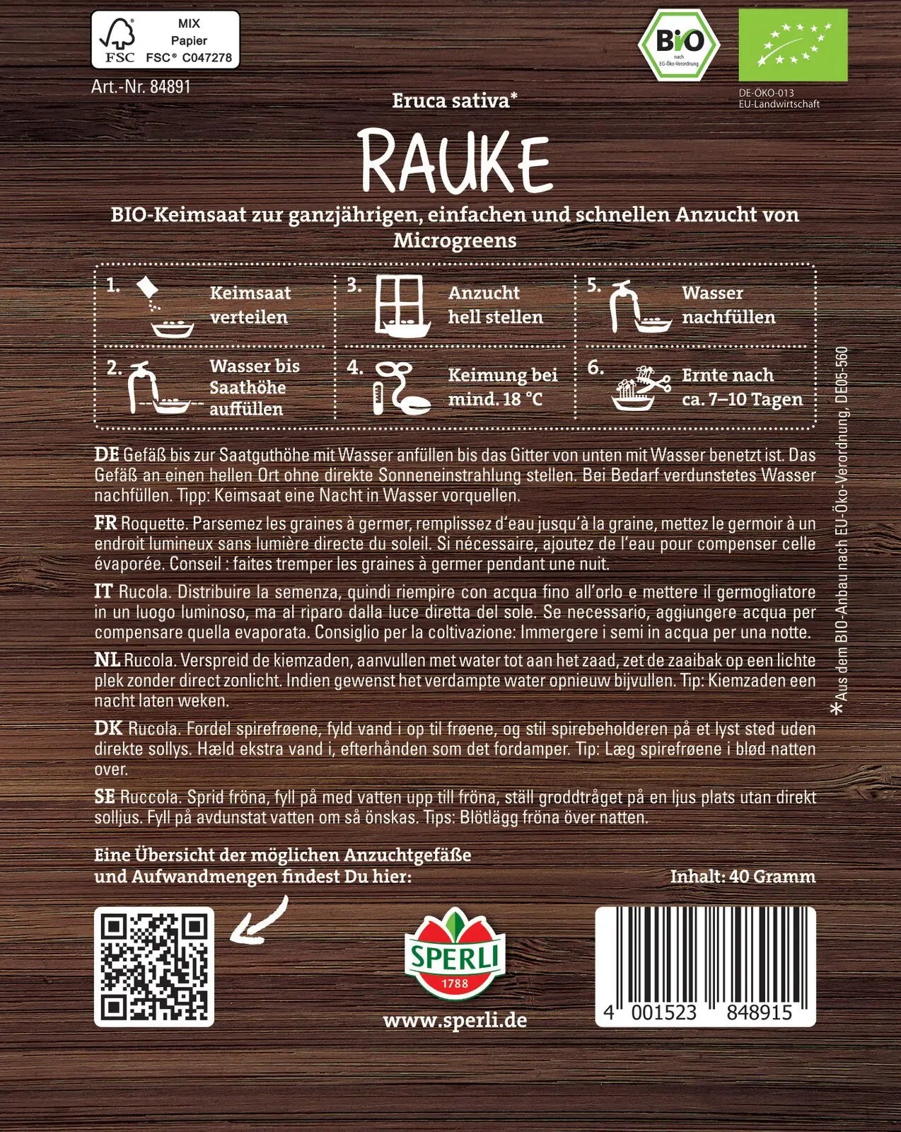  Bio Microgreen-Saat "Rauke"