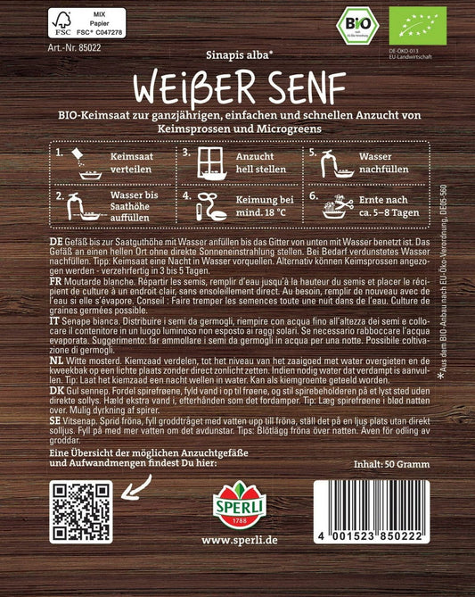  Bio Microgreen-Saat "Weißer Senf"
