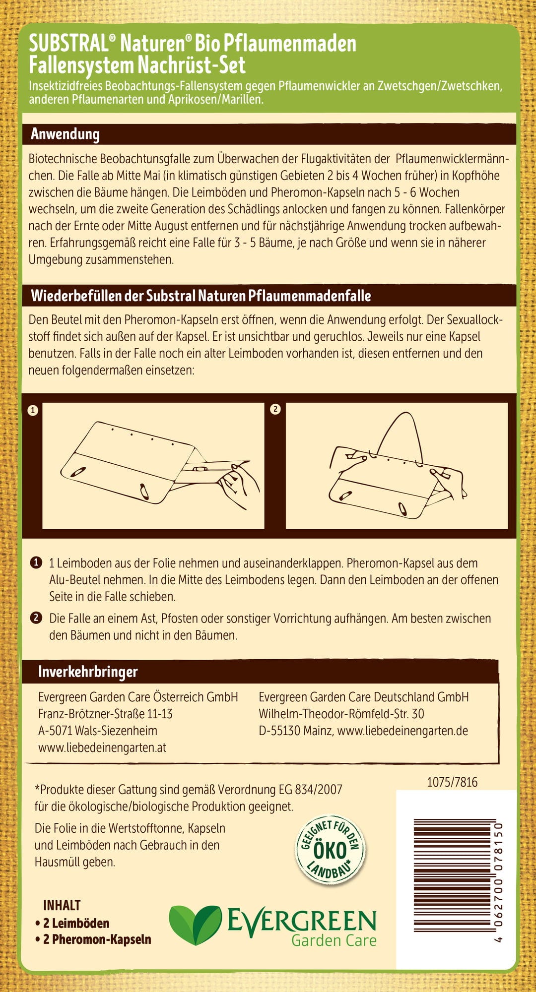  Bio Pflaumenmaden-Falle Nachrüstset