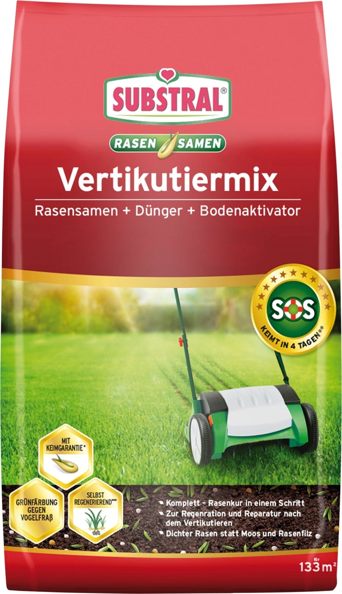  Vertikutiermix Rasenreparatur-Mischung Aus Rasensamen, Dünger Und Bodenaktivator, 4 Kg