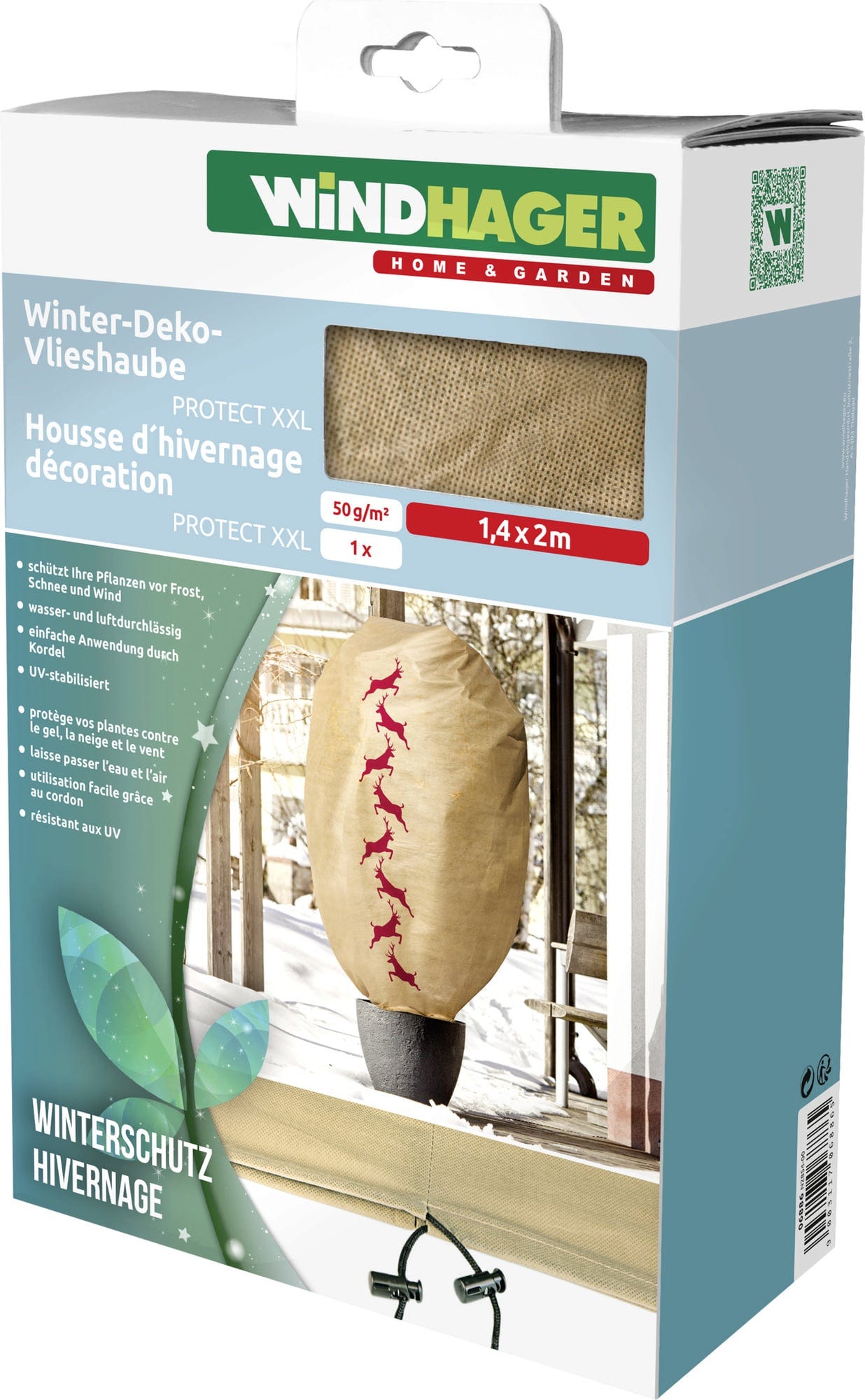 Windhager Winter-Deko-Vlieshaube Protect 1,4 X 2 M, Hirsch